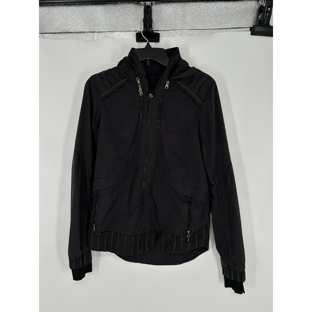 Lululemon Spring Forward Jacket Womens Size 6 Black Hooded Running Full Zip Up